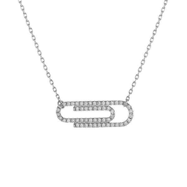 Paper clip diamond necklace