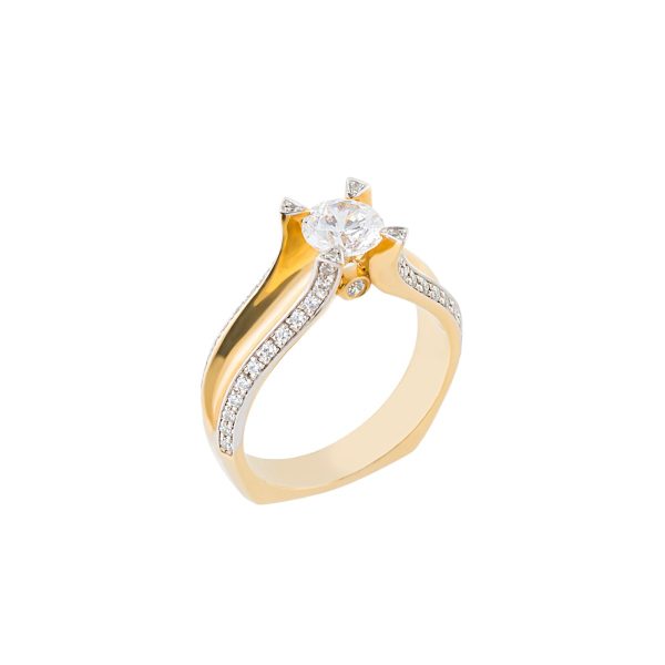 Center diamond prong setting ring
