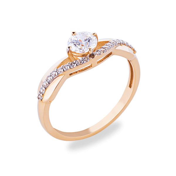 Diamond waved engagement ring