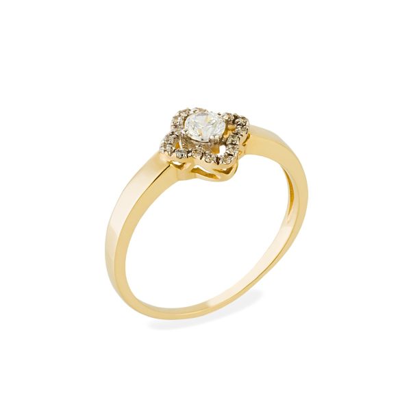Clover halo diamond ring