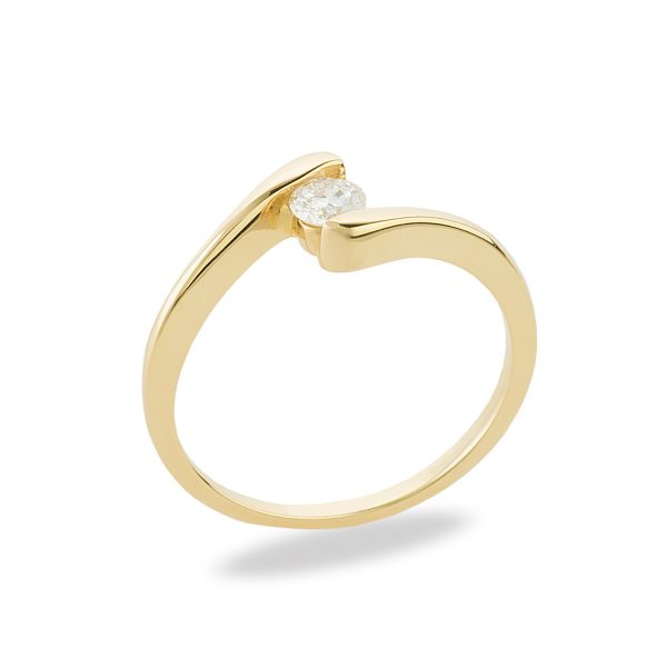 Solitaire diamond bypass ring