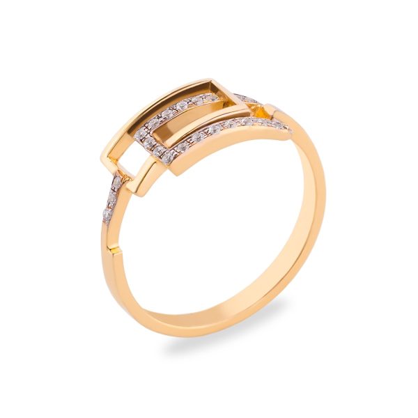 Crossing squares diamond ring