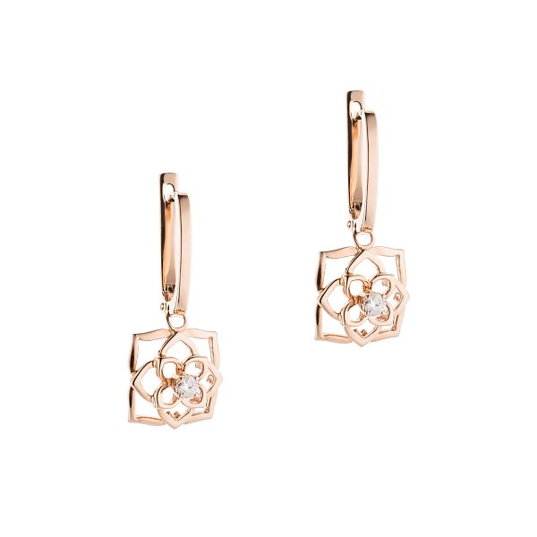 Flower diamond drop earrings