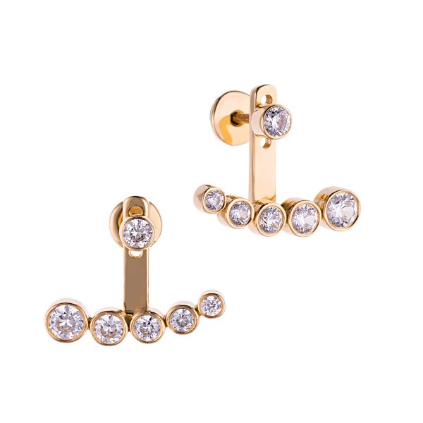 Prong set diamond arc earrings