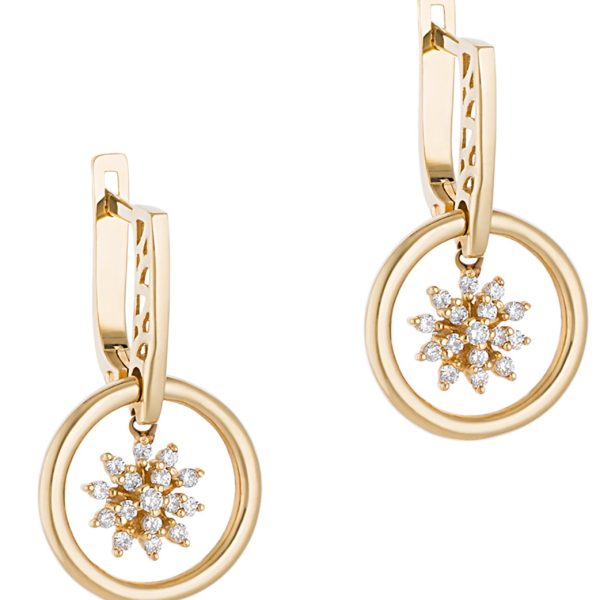 Diamond snowflake drop earrings