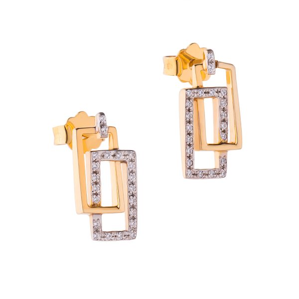 Crossing squares diamond earrings