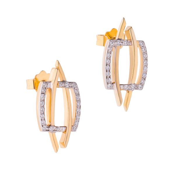 Diamond square line earrings