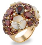 Mother of pearl and gemstones flowershape ring