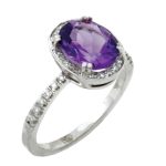 Halo ring with oval cut center natural gemstone