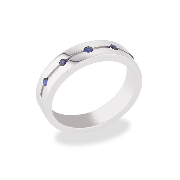 Half pavé gemstone ring